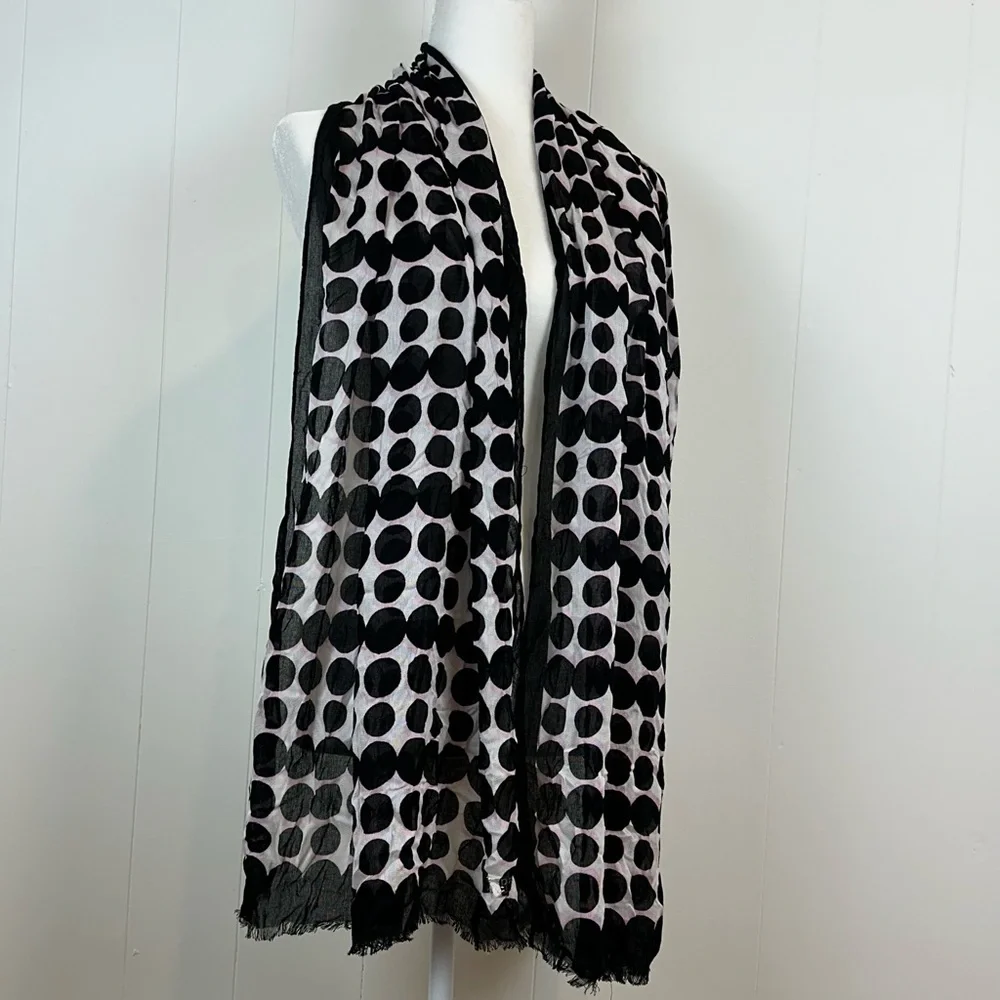 Kate Spade Polka Dot Mod Scarf Black White Pink - Picture 7 of 7